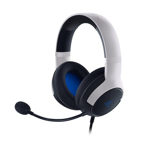 Razer Kaira X Wired Headset for PlayStation 5 (50 mm Driver, Hyperclear Cardioid Microphone, Volume Control, Microphone Mute Button) Black/White