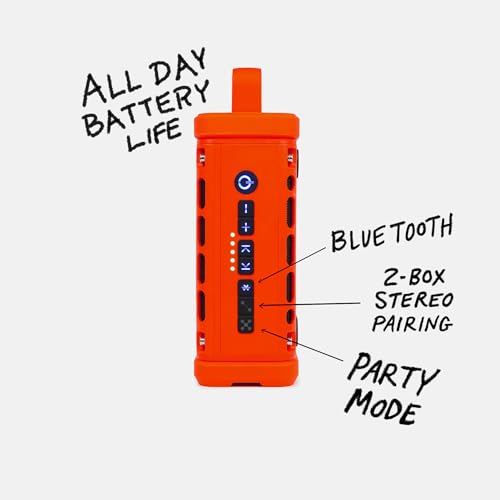 Turtlebox Ranger, Ultra-Portable Bluetooth Speaker, Waterproof, Orange - color: Orange