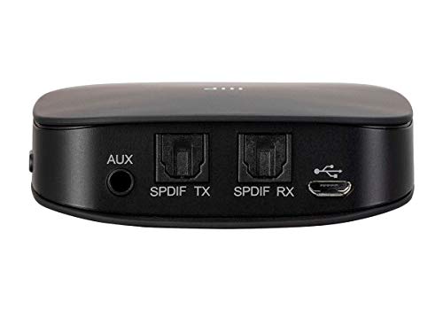 Monoprice Premium Bluetooth 5 Transmitter & Receiver with aptx HD, aptX, aptX Low Latency, AAC, and SBC Codecs and Optical and Aux Inputs Small