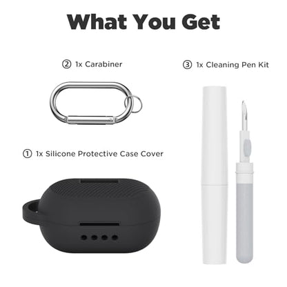 Soft Silicone Case for Raycon Everyday Classic Earbuds with Keychain&Cleaning Pen kit,Anti-Scratch Shockproof Protective Case Cover for Raycon Everyday Classic Earbuds Charging Case (Black) - color: Black