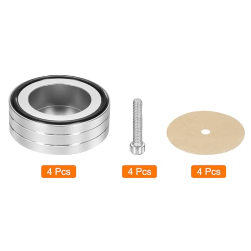 MECCANIXITY 8 Pcs Subwoofer Isolation Pad, 58x22mm Speaker Isolation Pad Feet Speaker Spikes Turntable Audio Studio Monitor Isolation Pad for Audio Equipment, M4 Screws Silver