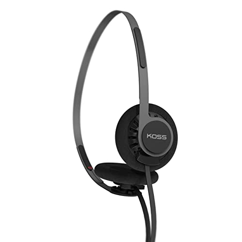 Koss KPH40 Utility On-Ear Headphones, Stealth Grey, Interchangeable Cord | Lightweight, Ultra-Wide Frequency Response, Stainless Steel Adjustable Headband - color: Stealth Black