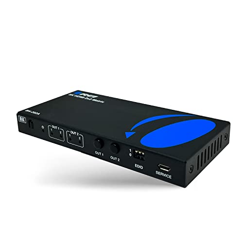 OREI 2x2 HDMI Matrix Switch – 8K HDMI 2.1, EDID, IR, VRR, FVA, ALLM, HDR10+ | 2x2 HDMI Matrix with Optical & 3.5mm Audio Out, 40Gbps, 8K60, 4K120, Dolby Vision, HDR10+, VRR, ALLM