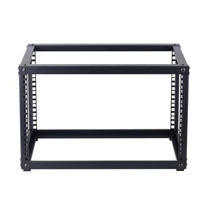 6U Open Frame Network Rack, Small Server Rack Shelf | Ideal for networking, audio, and video equipment. Versatile design perfectly fits desktop AV rack setups