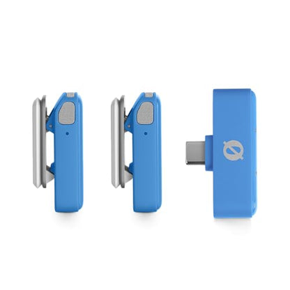 RØDE Wireless Micro - Compact Wireless Microphone, Two Mics with Charge Case for Smartphone Content Creation - USB-C, Blue | Two Mics with Charge Case for Smartphone Content Creation, USB-C, Blue - color: USB-C Blue