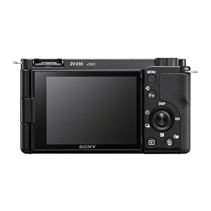 Sony Alpha ZV-E10 APS-C Interchangeable Lens Mirrorless (Body Only, Black) | Shotgun Microphone, Memory Card, Extendable Tripod with Built-in Phone Mount, Vlog Camera, (4 items)