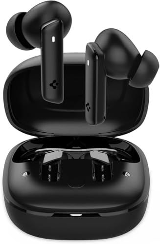 Spigen True Wireless Earbuds, Active Noise Cancellation Bluetooth Earbuds | 30H Playtime, EQ Customizing App, 6 Mics, Gaming Mode, LCP Graphene Driver - Black - color: Black
