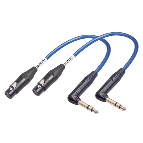 2Pack 1Feet Balanced XLR Female to Right Angle 1/4" TRS Micphone Cable,6.35mm Stereo Male to XLR Female Audio Cable,6N OFC+Silver Plated HI-END Audio Cable for Mixer Micphone - size: 1Feet（2Pack）, style: 90° TRS To XLR F