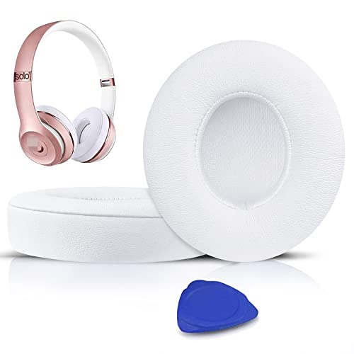 SoloWIT Earpads for Beats Solo 3 & Solo 2 On-Ear Headphones - White | Do Not Fit Beats (Studio Over-Ear, Solo HD, Solo 4) - color: White