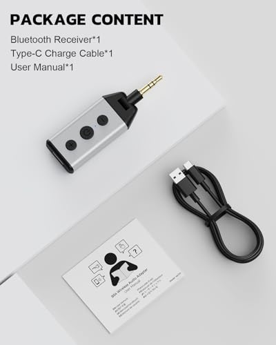 1Mii B04 Bluetooth 5.4 Car Adapter, AUX Bluetooth Receiver for Home Stereo