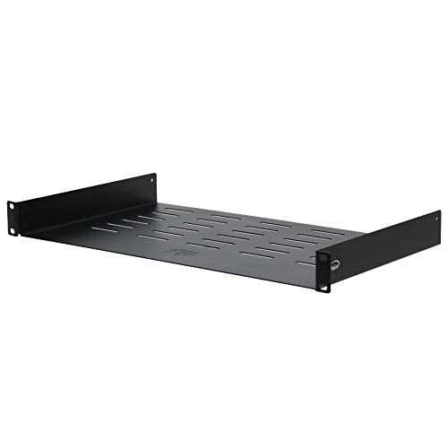 NavePoint Universal Rack Tray Vented Shelves 1U Black 10.5 Inches (270mm deep) No Lip - size: 11" Deep