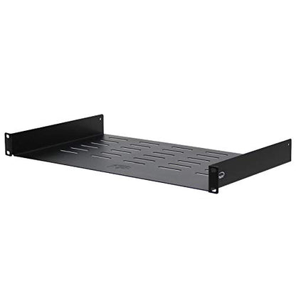 NavePoint Universal Rack Tray Vented Shelves 1U Black 10.5 Inches (270mm deep) No Lip - size: 11" Deep