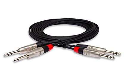 Hosa HSS-001.5X2 프로 스테레오 인터커넥트, 듀얼 REAN 0.6cm(1/4인치) TRS to Same, 4.8m(1.5피트) - size: 1.5피트