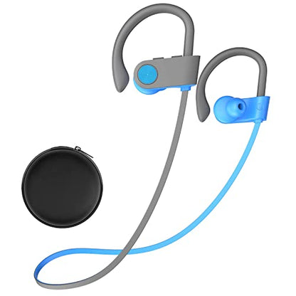 Bluetooth 5.3 Headphones, Wireless Sports In-Ear Earbuds IPX7 Waterproof | 16 Hours Playtime, Sweatproof Stereo Earphones with MIC, Noise Cancelling Headsets for Gym Running Workout, Clear Sound - color: Blue