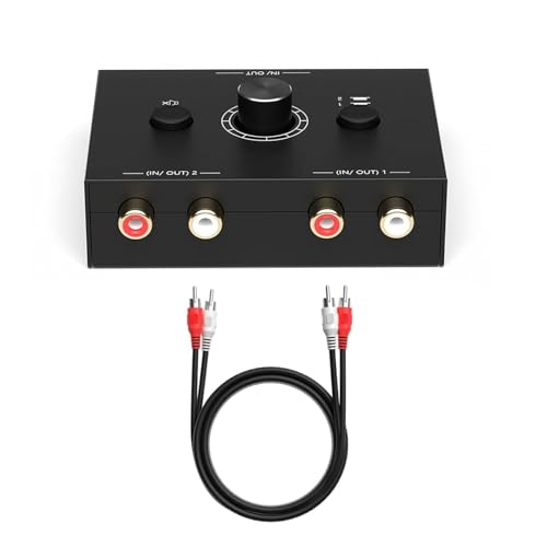 ZEZEFUFU Audio Switcher Audio Splitter Switcher Box, Bi-Directional 3.5mm RCA Stereo Audio Switcher