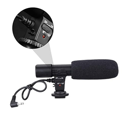 Mikinona Professional Camera Microphone for DSLR Camcorder with Long Pickup Distance Up to High-Definition Stereo Sound Cable Hot Shoe and Screw Mount for Interview Recording and Live