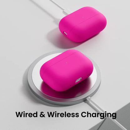 ORNARTO Compatible with AirPods Pro 2 Case 2022, Full Protective Hybrid Silicone for AirPods Pro 2nd Generation Case, Front LED Visible Skin Cover-Hot Pink | Hybrid Silicone Rubber, Front LED Visible, Wireless Charging, Skin-Friendly Soft Touch, Anti-Scra