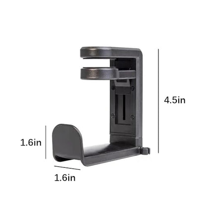 Black Multi-Functional 360° Rotatable E-Sports Bluetooth Over-Ear Headphone Clamp-on Desk Hanger – Punch-Free Table Clip Hook for Thoughtful Under-Desk Storage - color: Black