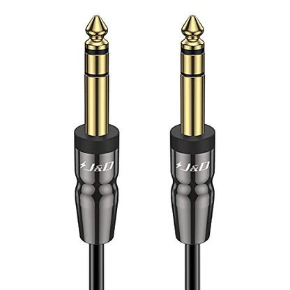 J&D 1/4 inch TRS Instrument Cable, Gold Plated Copper Shell 6.35mm TRS Male to 6.35mm Male Stereo Cable (15 Feet) - size: 15 Feet
