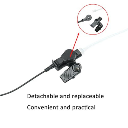 Acoustic Tube Earpiece Compatible with ICOM IC-V8 IC-F4011 | Clear acoustic tube, dual mushroom earplugs, in-line PTT mic, PU cable; Compatible with ICOM IC-F3011 IC-F3021 IC-V82 2-Pin