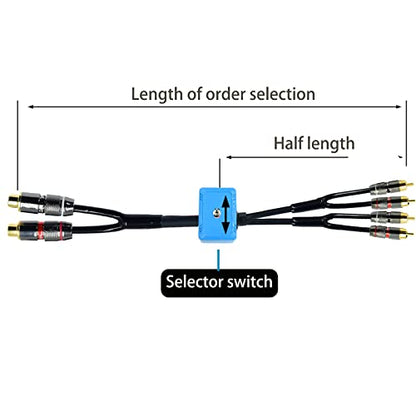 25ft Sound Channel swicher 2 female to 4 male RCA Switch Selector 2 in 1 Out R/L Stereo Audio 1 in 2 Out Stereo Audio Splitter with Mute Button No External Power Required CD Speaker dvd Player - size: 25ft, style: 2female-4male switch