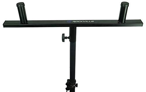 Rockville DP Mount for 2 8" 10" or 12" PA Speaker Cabinets to One Stand | Pole / Subwoofer Compatible, Steel Construction, 80 lbs Total Capacity, 35MM, 28" Support Arm, Detachable Rubber Rings
