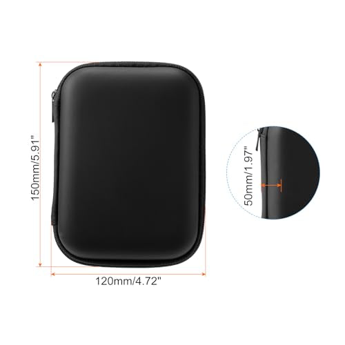 PATIKIL 5.91x4.72 Electronic Organizer Case, 1Pcs EVA Hard Waterproof Rectangle Travel Carrying Case with Zipper for Digital Multimeter, Camera, Charger Cord, Earphone, Black - size: 5.91x4.72"