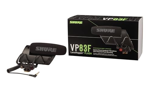 Shure VP83F LensHopper Camera-Mounted Condenser Shotgun Microphone with Integrated Digital Flash Recording - Windscreen, Superior RF Immunity, Backlit LCD, 5-Position Joystick, Rycote Lyre Shock Mount - style: Integrated Flash