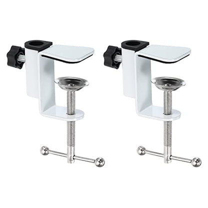 PATIKIL 0.47" Hole Dia. Desk Clamp, 2 Pcs Aluminum Alloy Bracket Universal Adjustable C-Clamp Mount Holder for Microphone Mic Arm Table Lamp Stand, White - color: White