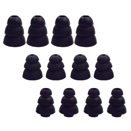 6 Pairs Triple Flange Ear Tips Triple Flange Earbud Replacement Tip Compatible with Most Earbuds Diameter 4mm - 5mm in-Ear Earphones, S/M/L(Black) 431B6P - color: Black