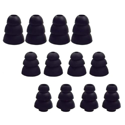 6 Pairs Triple Flange Ear Tips Triple Flange Earbud Replacement Tip Compatible with Most Earbuds Diameter 4mm - 5mm in-Ear Earphones, S/M/L(Black) 431B6P - color: Black