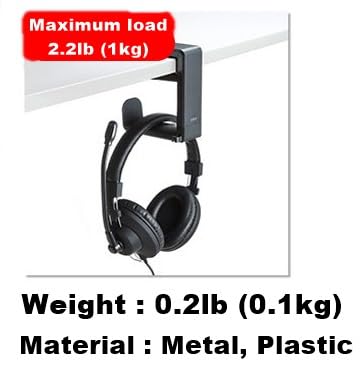 PC Gaming Headset Headphone Hook Holder Hanger Mount, Headphones Stand with Adjustable & Rotating Arm Clamp, Under Desk Design, Universal Fit, Built in Cable Clip Organizer
