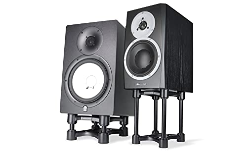 IsoAcoustics Iso-Stand Series Speaker Isolation Stands with Height & Tilt Adjustment: Iso-155 (6.1” x 7.5”) Pair - size: Iso-155 (15.5 x 19 cm)