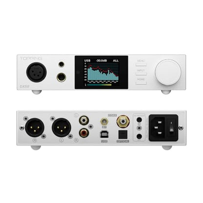 TOPPING DX5 II Hi-Res DAC & Headphone Amp Combo – Dual ES9039Q2M, X-Hybrid Amp, 10-Band PEQ, LDAC Bluetooth 5.1, 4.4mm Balanced & 6.35mm Headphone Output, Preamp Mode, 12V Trigger (White) - color: White