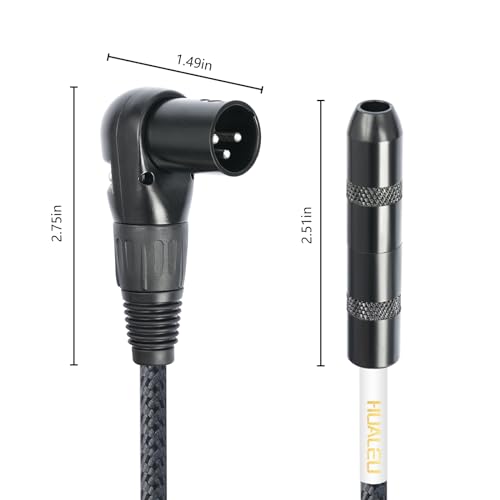 1FT Right Angle XLR Male to 1/4 TRS Mini Jack Adapter Cable,6.35 mm 1/4 Female to Right Angle 3Pin-XLR Male Cable for Mixer, Audio Player, Power amplifier-1Pack