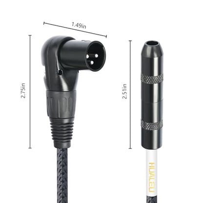 1FT Right Angle XLR Male to 1/4 TRS Mini Jack Adapter Cable,6.35 mm 1/4 Female to Right Angle 3Pin-XLR Male Cable for Mixer, Audio Player, Power amplifier-1Pack