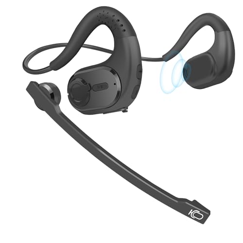 iDIGMALL Bluetooth Headset, Open Ear Headphones with Detachable Microphone | Multi-Point Wireless Headset with DSP Noise Canceling Mic for Phone PC Laptop Office Meeting Home Work, Comfort & Light, 12H