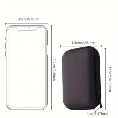 Black and Purple Travel Electronic Organizer Case, Foldable Compact Durable Hard Shell, Portable Storage for Chargers, Headphones, Ideal for Travelers