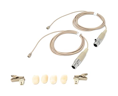 Pair of Lavalier Lapel Mics w/ 4 pin Mini XLR TA4F for Shure Wireless