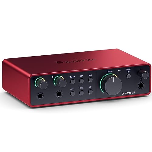 Focusrite Scarlett 2i2 4th Gen 2x2 USB Audio Interface Bundle with 2 H&A 6' XLR Cables