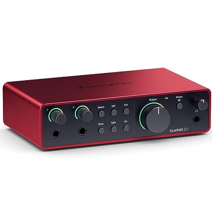 Focusrite Scarlett 2i2 4th Gen 2x2 USB Audio Interface Bundle with 2 H&A 6' XLR Cables