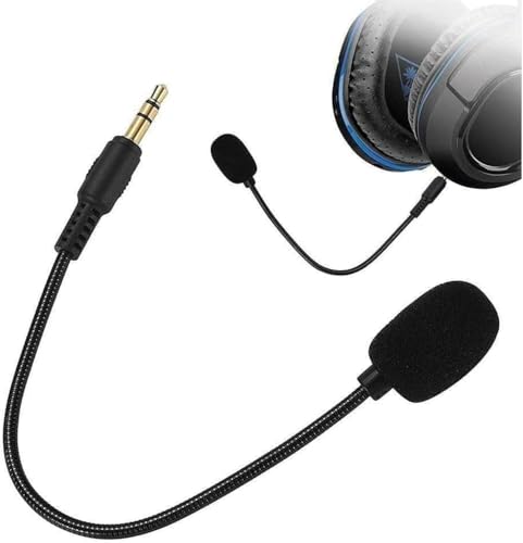 Headset Microphone, 3.5mm Plug, Adjustable 360 Degrees Bendable Jack, Black, for Gaming Headsets, Mic Headsets Accessories