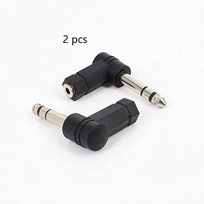 6.35mm 1/4In TRS to 3.5mm Right Angle Stereo Adapter 90Degree2Pcs | 3 Pole Male to 3.5mm Female Stereo AUX Headphone Audio Right Angle Converter Connector