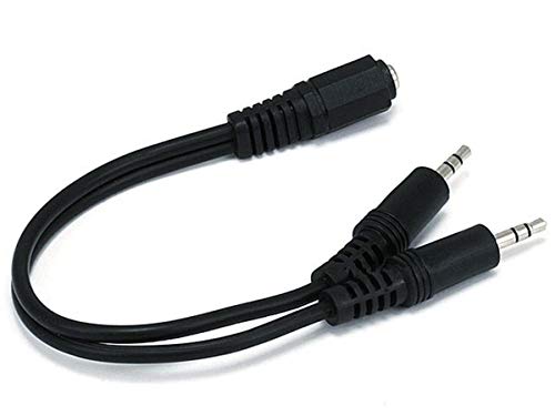 Monoprice 6inch 3.5mm Stereo Jack/Two 3.5mm Stereo Plug Cable