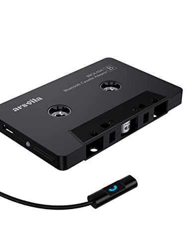 arsvita Bluetooth 5.0 Cassette to Aux Adapter for Car, Charcoal Black | Tape Audio Adapter with Hands-Free Call