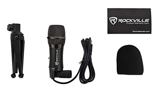 Rockville Z-Stream USB Podcast/Streaming Condenser Mic with RockPop Filter | 14mm Omnidirectional Mic, 20Hz-20kHz, USB Plug-and-Play, Desktop Stand, Windscreen, RockPop Double-Screen Pop Filter, 2-Items
