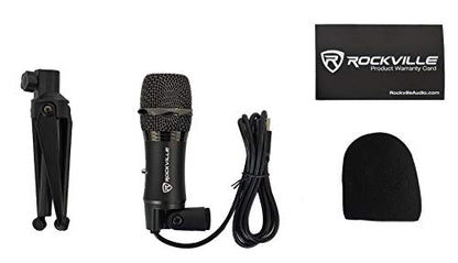 Rockville Z-Stream USB Podcast/Streaming Condenser Mic with RockPop Filter | 14mm Omnidirectional Mic, 20Hz-20kHz, USB Plug-and-Play, Desktop Stand, Windscreen, RockPop Double-Screen Pop Filter, 2-Items