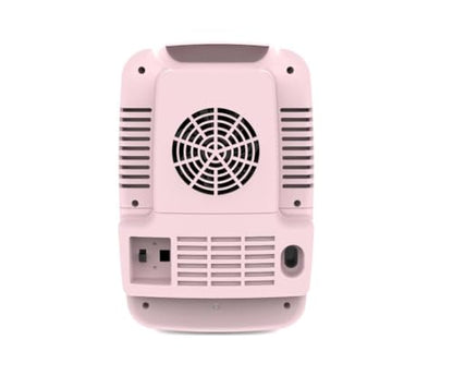 Frigidaire Pink Mini Personal Fridge Cooler, 1 Gal Capacity fits Six Cans, Includes Plugs for Home Outlet & DC Charger, BUILT IN BLUETOOTH SPEAKER - color: Pink