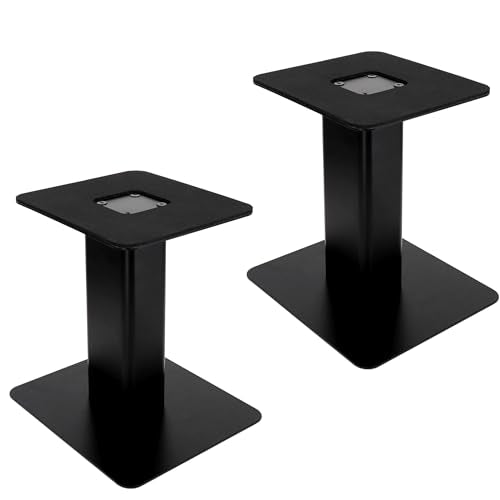 Tlingt Desktop Speaker Stands Pair, 6"x6.7" Metal Tray, 8" Tall | Heavy-duty Metal Tray, Perfects for 3"- 4" Monitors & Bookshelf Speakers, Sturdy Base, Compact Size for Home/Studio - size: 8" Tall