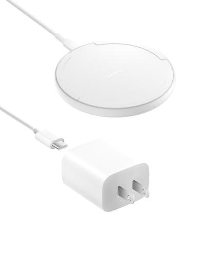 Belkin 15W Wireless Charging Pad, Qi Charger with Power Adapter | iPhone 16/15/14, AirPods, Samsung Galaxy S25/S24, Pixel 10 compatible, power adapter and cable included - color: White
